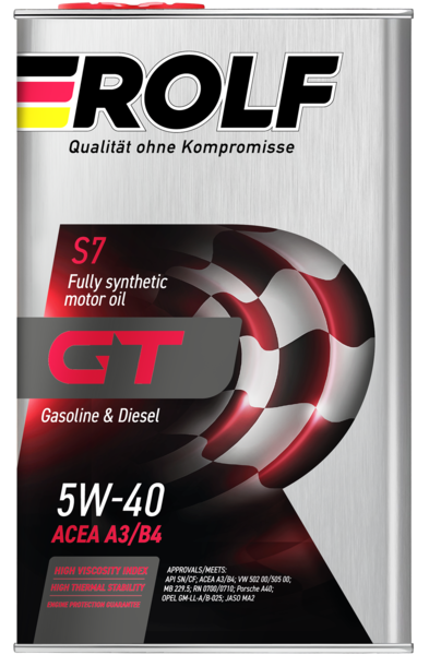 Масло моторное синтетическое Rolf GT SAE 5W-40 ACEA A3/B4 API SN/CF 1л (металл)