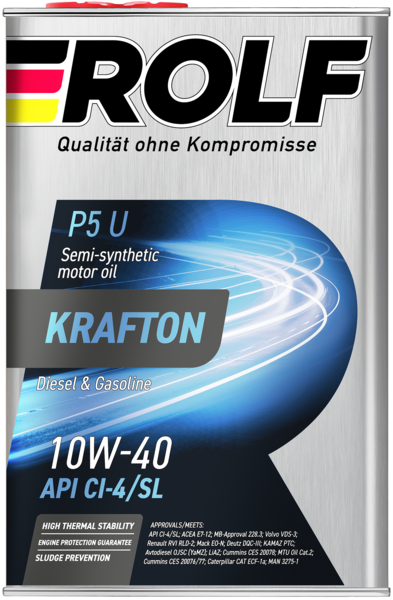 Масло моторное полусинтетическое Rolf Krafton P5 U 10W-40 4л (металл)