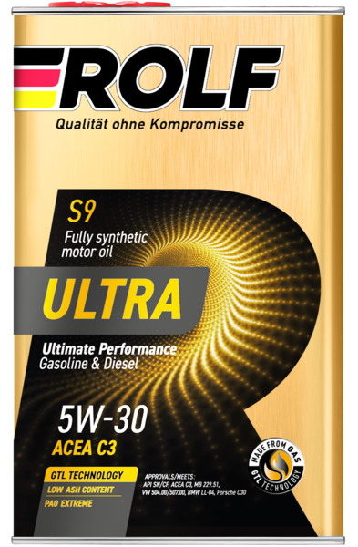 Масло моторное синтетическое Rolf Ultra SAE 5W-30 ACEA C3 API SN/CF 1л (металл)